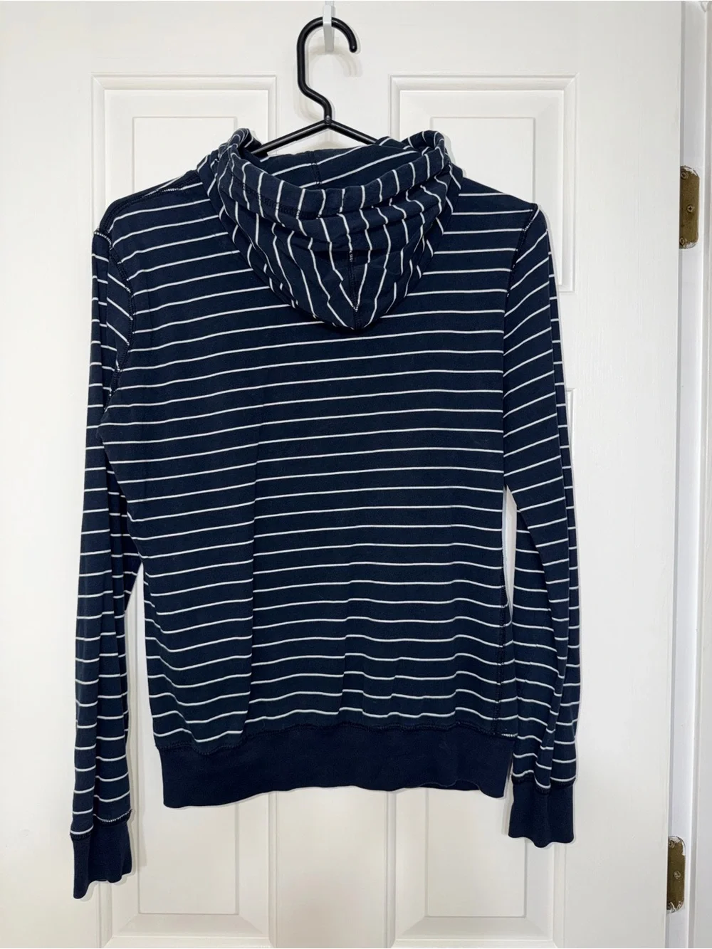 Nike Navy and White Striped Pullover Hoodie